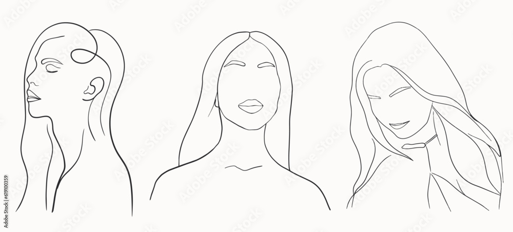 Abstract woman silhouettes set Fashion female portrait in pastel colors. Contemporary art poster. Graphic for social media post Abstract woman silhouettes set Fashion female portrait in pastel colors. Contemporary art poster. Graphic for social media post