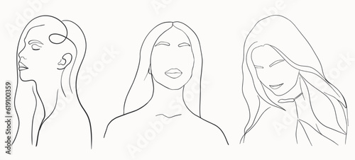 Abstract woman silhouettes set Fashion female portrait in pastel colors. Contemporary art poster. Graphic for social media post