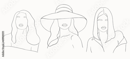Abstract woman silhouettes set Fashion female portrait in pastel colors. Contemporary art poster. Graphic for social media post