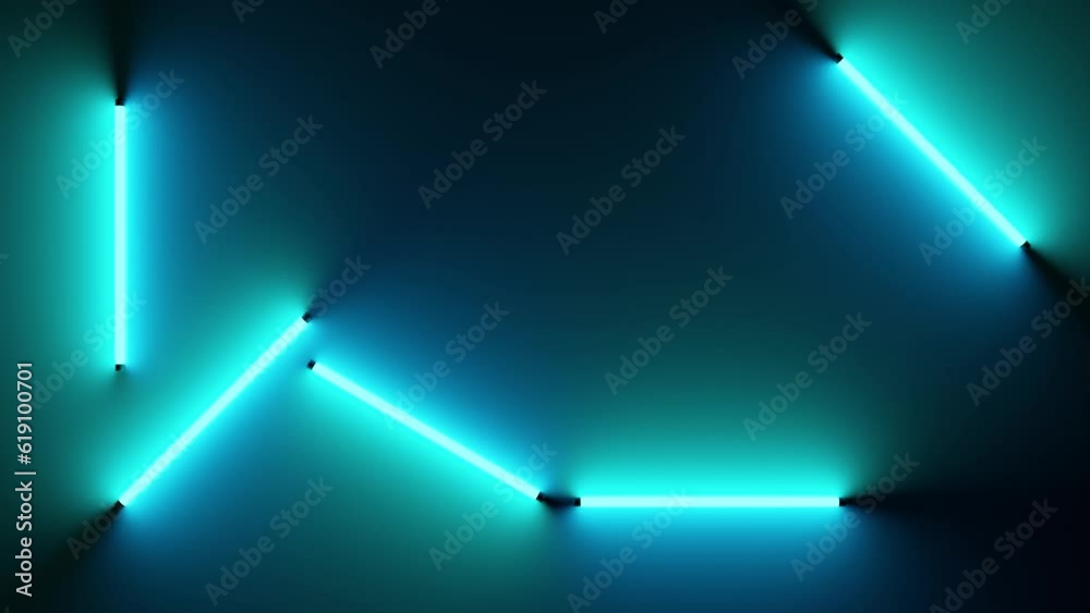 turquoise flickering neon tubes background