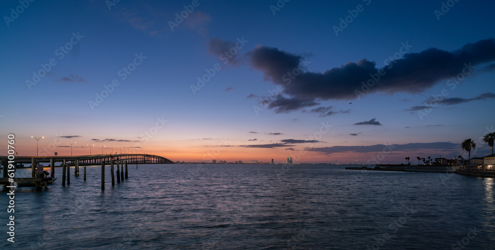 Early Morning Colors Looking at South Padre Island from Port Isabel Texas