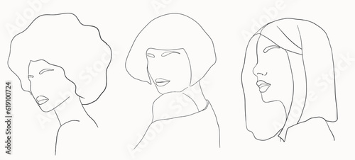 Abstract woman silhouettes set Fashion female portrait in pastel colors. Contemporary art poster. Graphic for social media post