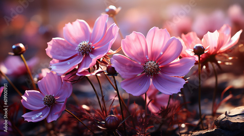 Beautiful Pink flowers background. Generative Ai