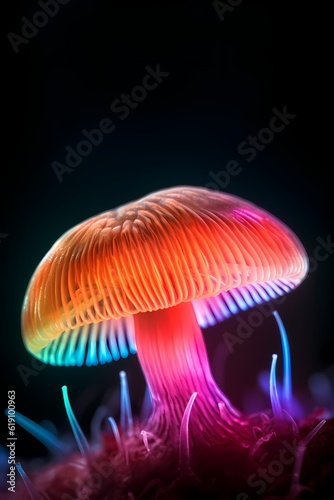 red mushroom in the dark  Generative AI  © ukasz
