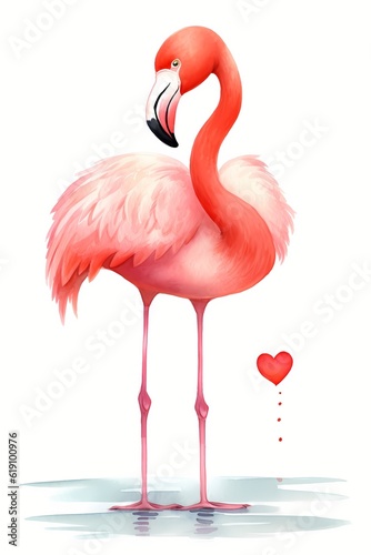 pink flamingo isolated on white  Generative AI
