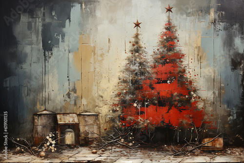 Christmas Background with Christmas Tree Ai generative
