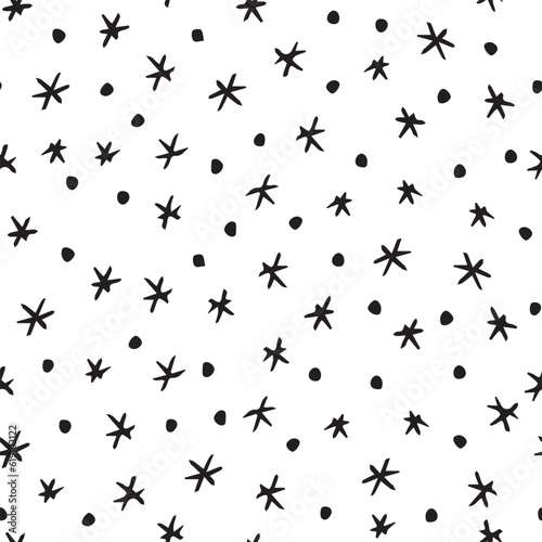 doodle pattern. seamless pattern. drawn by hand. drawing in black. hearts. dots. for textiles and wrapping packages. squares and flowers. vector illustration. black color. on a white background.