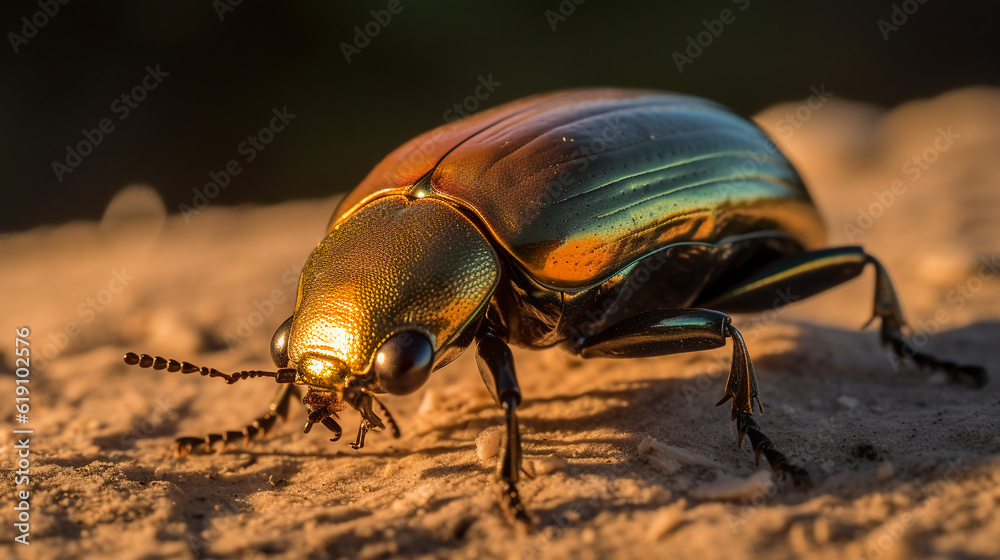Close-up on a colorful green metal beetle Close-up on a colorful green metal beetle
