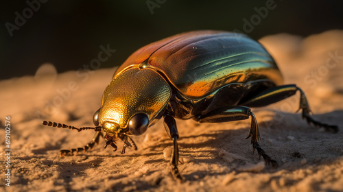 Close-up on a colorful green metal beetle © Amir