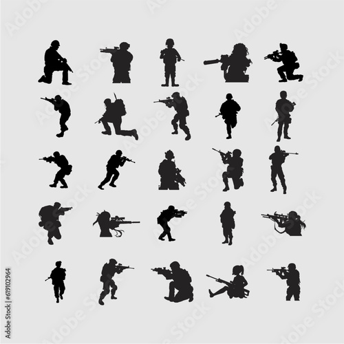set of soldier vector illustration