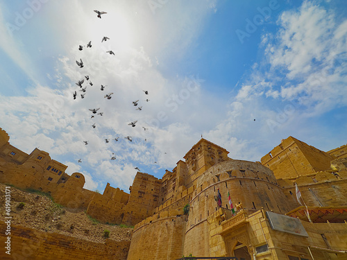 Part view of the Jaisalmer fort in India photo