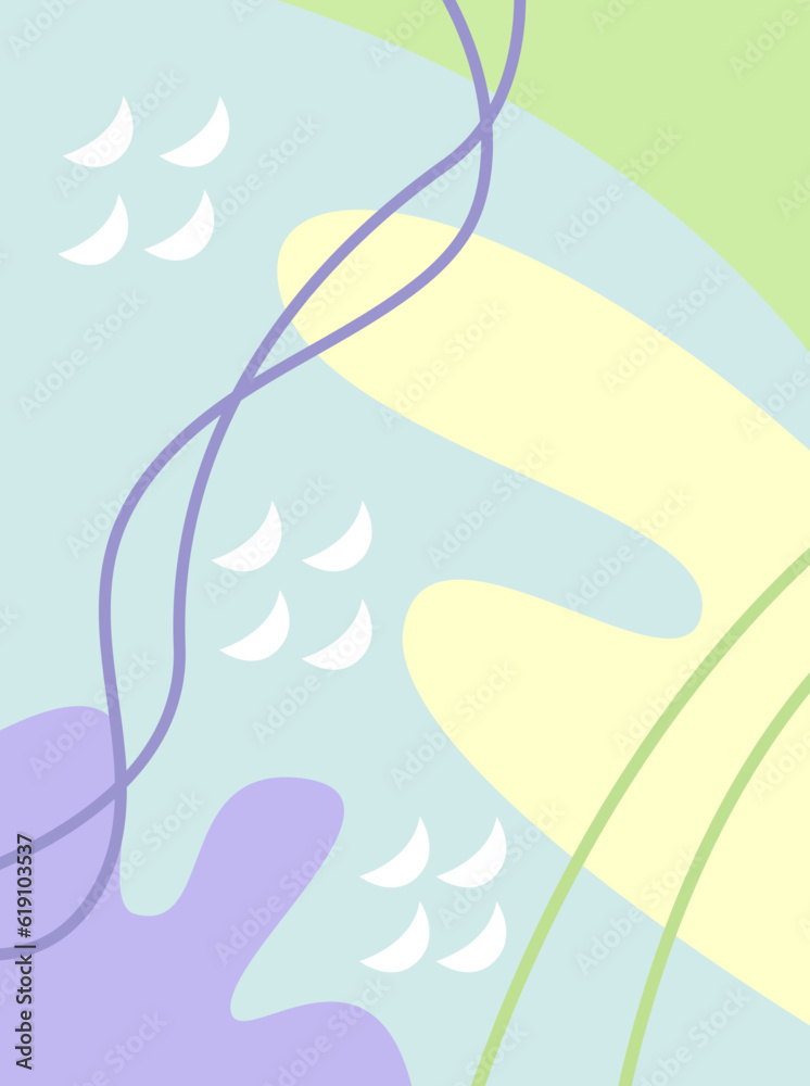 Fototapeta premium Modern doodle pattern with organic shapes, fluids, and lines. Abstract flat background for your designs. Copy space, empty for text and images.