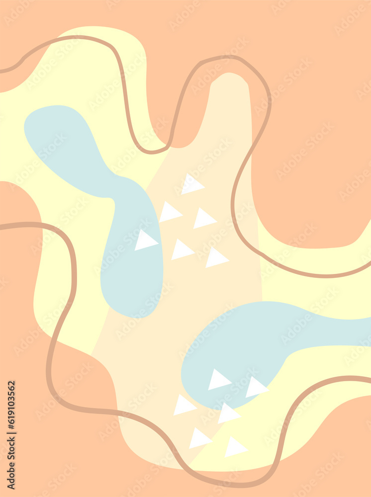 Modern doodle pattern with organic shapes, fluids, and lines. Abstract flat background for your designs. Copy space, empty for text and images.