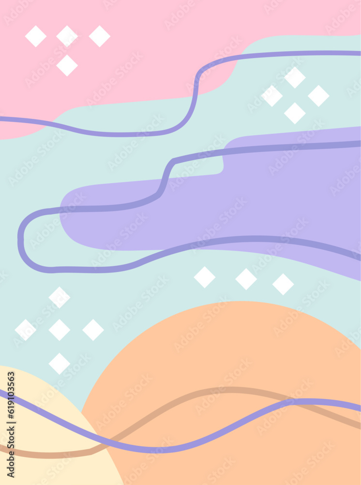 Modern doodle pattern with organic shapes, fluids, and lines. Abstract flat background for your designs. Copy space, empty for text and images.