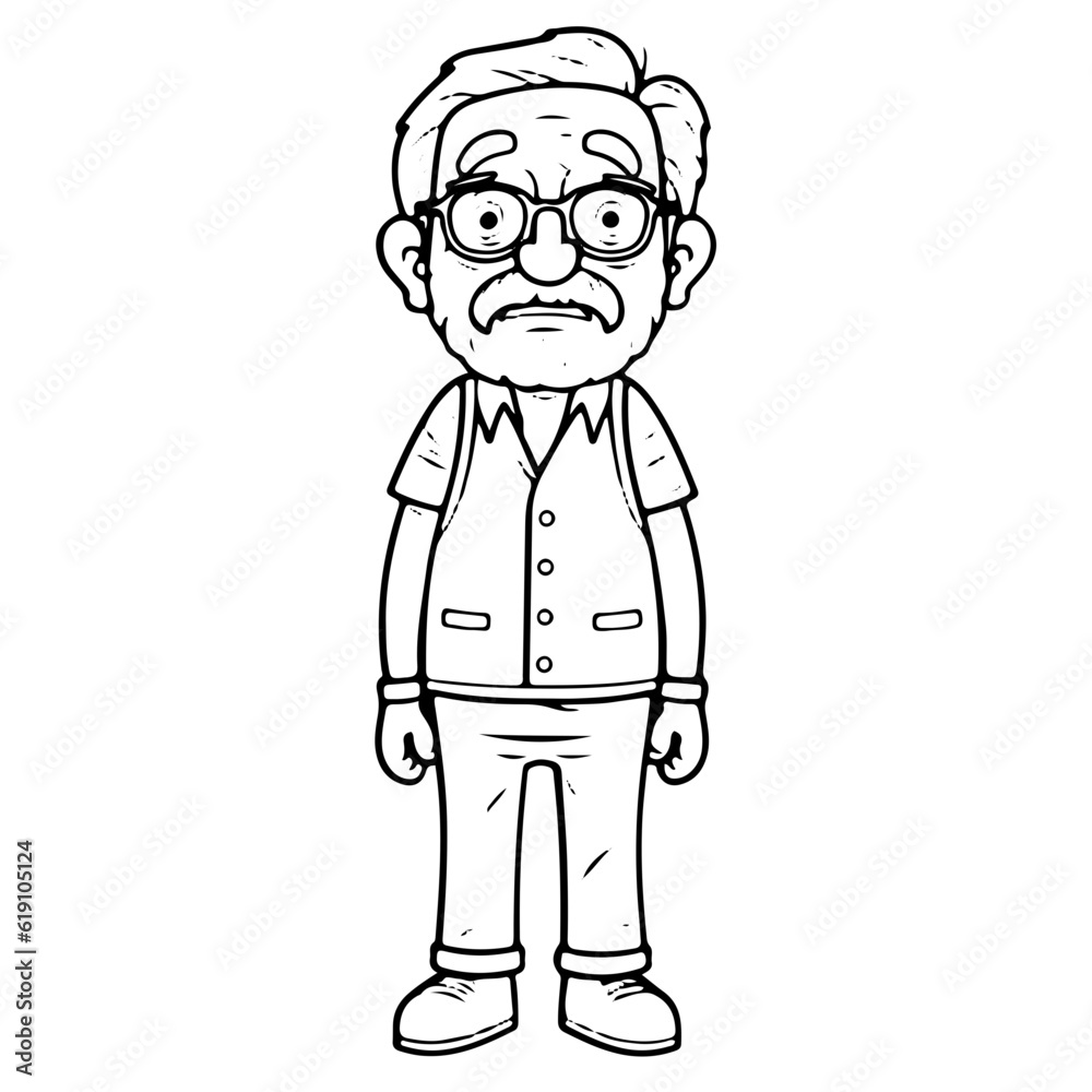 elderly man, old man, Cute elderly man outline vector illustration elderly man, old man, Cute elderly man outline vector illustration