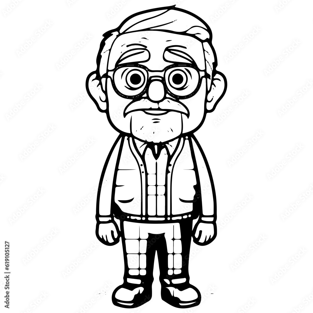 elderly man, old man, Cute elderly man outline vector illustration elderly man, old man, Cute elderly man outline vector illustration