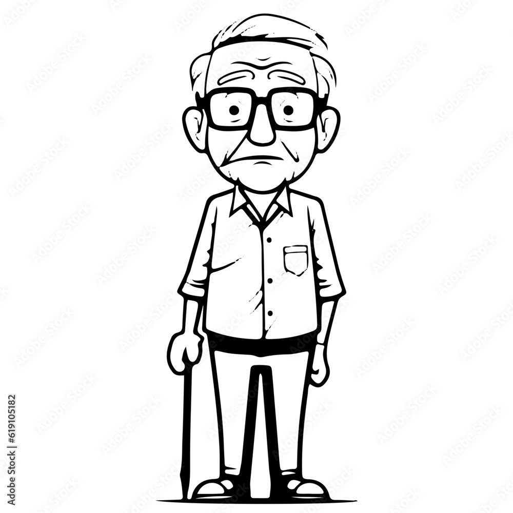elderly man, old man, Cute elderly man outline vector illustration elderly man, old man, Cute elderly man outline vector illustration