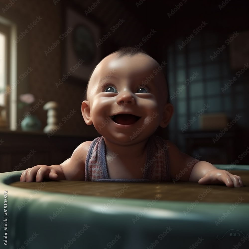 Surprised, happy baby face with mouth wide open can't believe what's he/she is seeing. Generative ai. Surprised, happy baby face with mouth wide open can't believe what's he/she is seeing. Generative ai.