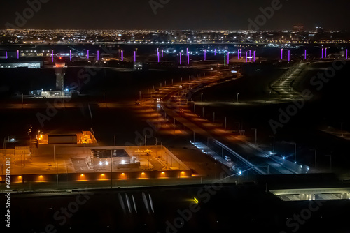 Aerial View of west Bay Doha City from Aeroplan window © hasan