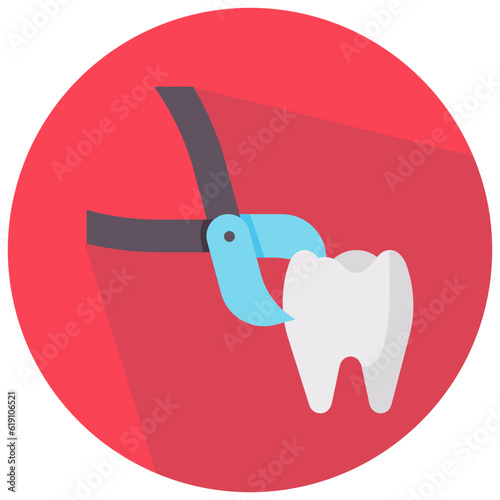 tooth extract round flat vector icon