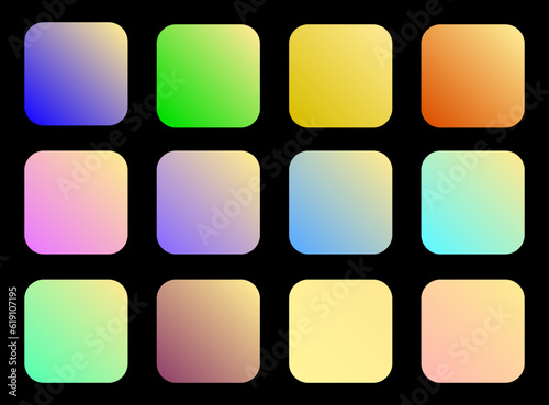 Colorful Parmesan Color Shade Linear Gradient Palette Swatches Web Kit Rounded Squares Template Set