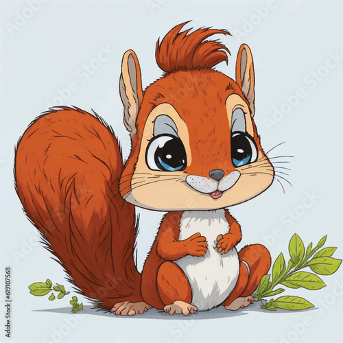 cartoon cute baby squirrel sitting