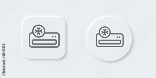 Air conditioner line icon in neomorphic design style. Cooling signs vector illustration.