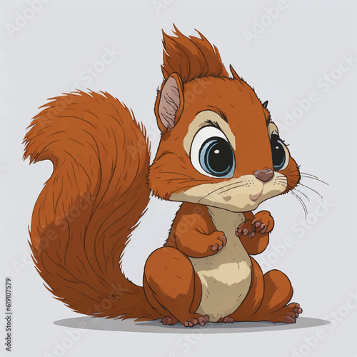 cartoon cute baby squirrel sitting