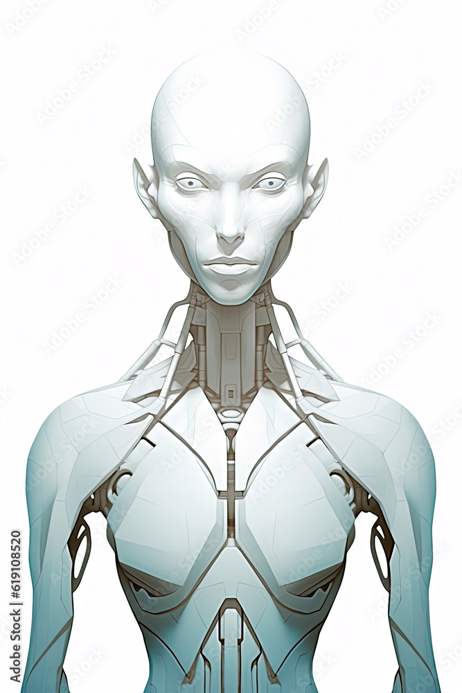 White humanoid alien. Generative AI White humanoid alien. Generative AI