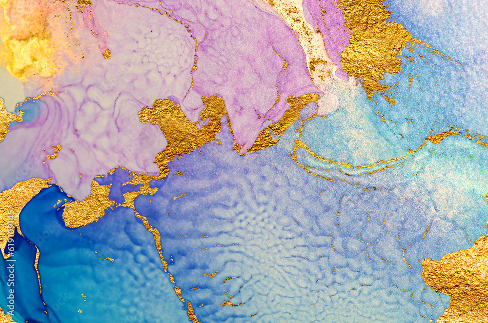 Fototapeta premium SEASHELL.North gold- MARBLE. Ink colors are amazingly bright, luminous, translucent,free-flowing, and beautiful golden sequins. Wallpaper,Background,Pattern texture, Oriental paper. ART. Abstract.