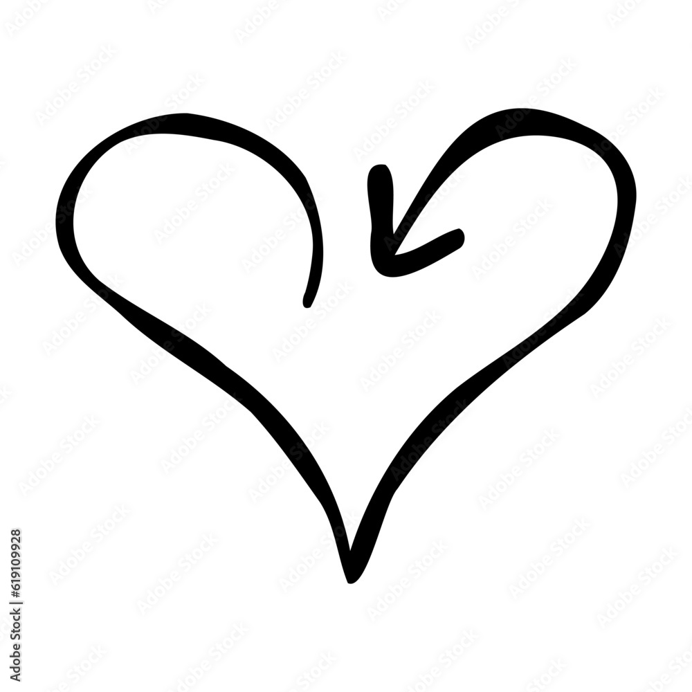 heart arrow icon doodle element black white heart arrow icon doodle element black white