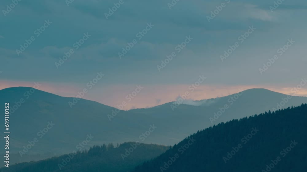 Carpathian mountains with fog at dawn Carpathian mountains with fog at dawn