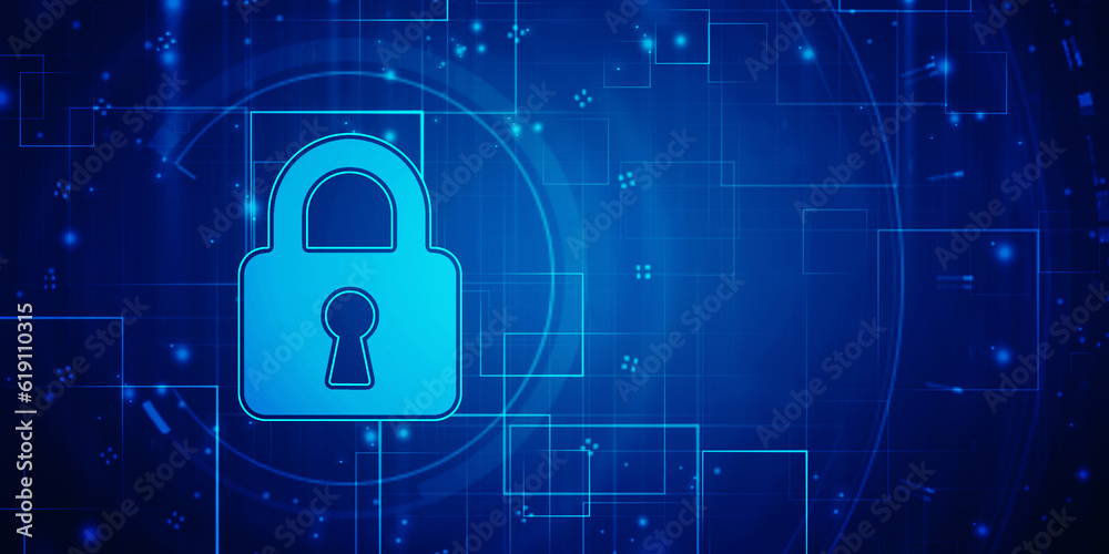 Digital Padlock on abstract technology background, Technology security concept. Modern safety digital background. Protection system, Cyber Security and safety information, personal data concept Digital Padlock on abstract technology background, Technology security concept. Modern safety digital background. Protection system, Cyber Security and safety information, personal data concept