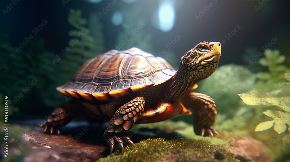 Obraz premium turtle on a rock HD 8K wallpaper Stock Photographic Image