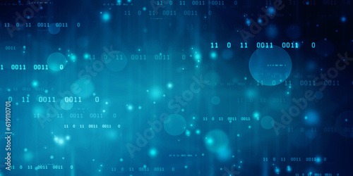 Binary Code Background, Digital Abstract technology background, flowing number one and zero text in binary code format in technology background. Internet Big data Concept