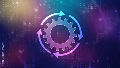 Update icon with binary codes on technology abstract background, Update System Upgrade Software version technology concept