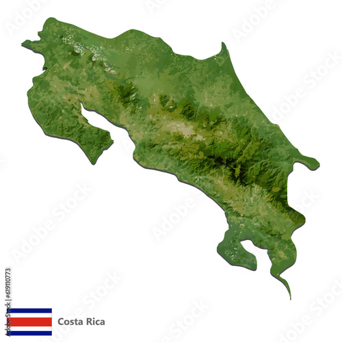 Costa Rica Topography Country Map Vector