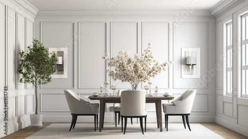 modern dining room HD 8K wallpaper Stock Photographic Image