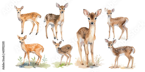 Wallpaper Mural watercolor baby deer clipart for graphic resources
