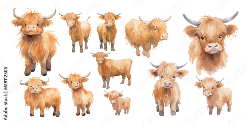 Photo & Art Print watercolor baby Highland cow clipart for graphic ...