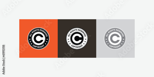 all rights reserved copyright badge icon, stamp, logo, emblem, symbol, sign, button, isolated vector illustration. moderen and latest design.