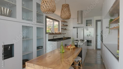 Interior of a modern kitchen in a new house. Nobody inside