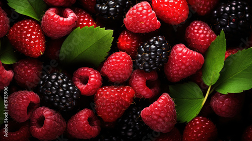 Raspberry and blueberries  created with Generative AI