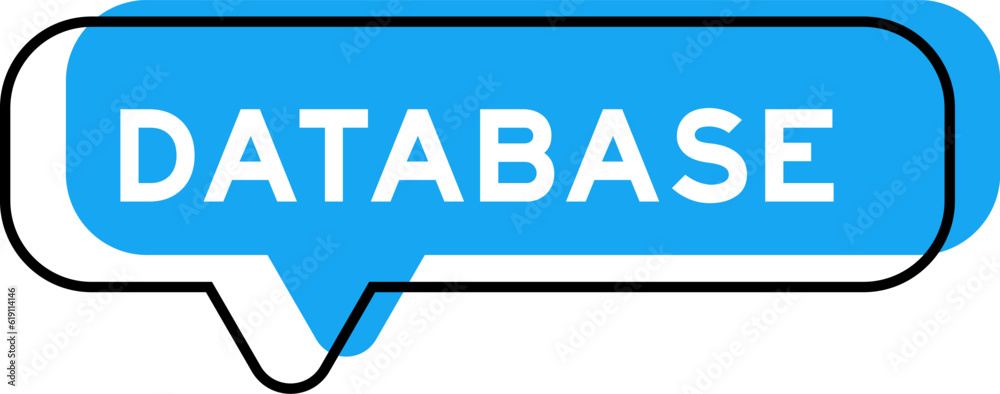 Speech banner and blue shade with word database on white background Speech banner and blue shade with word database on white background