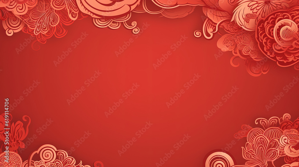 Background template with chinese pattern in red