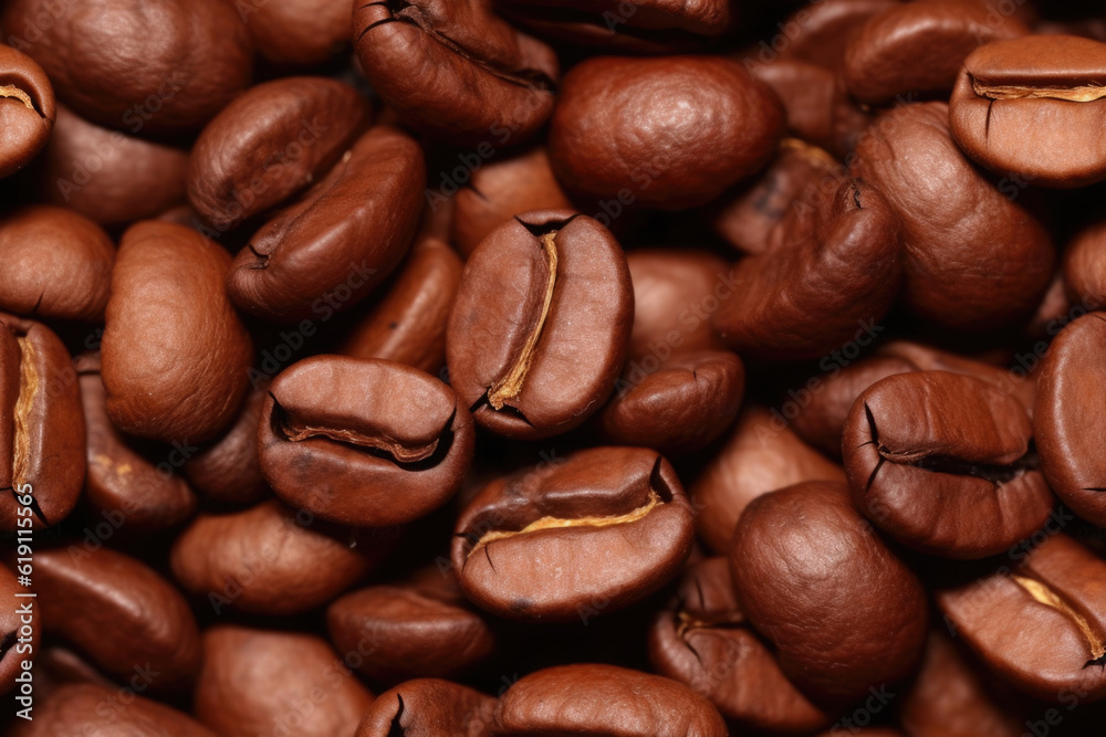 Naklejka premium Nahtlos wiederholendes Muster - Textur von realistischen Kaffeebohnen