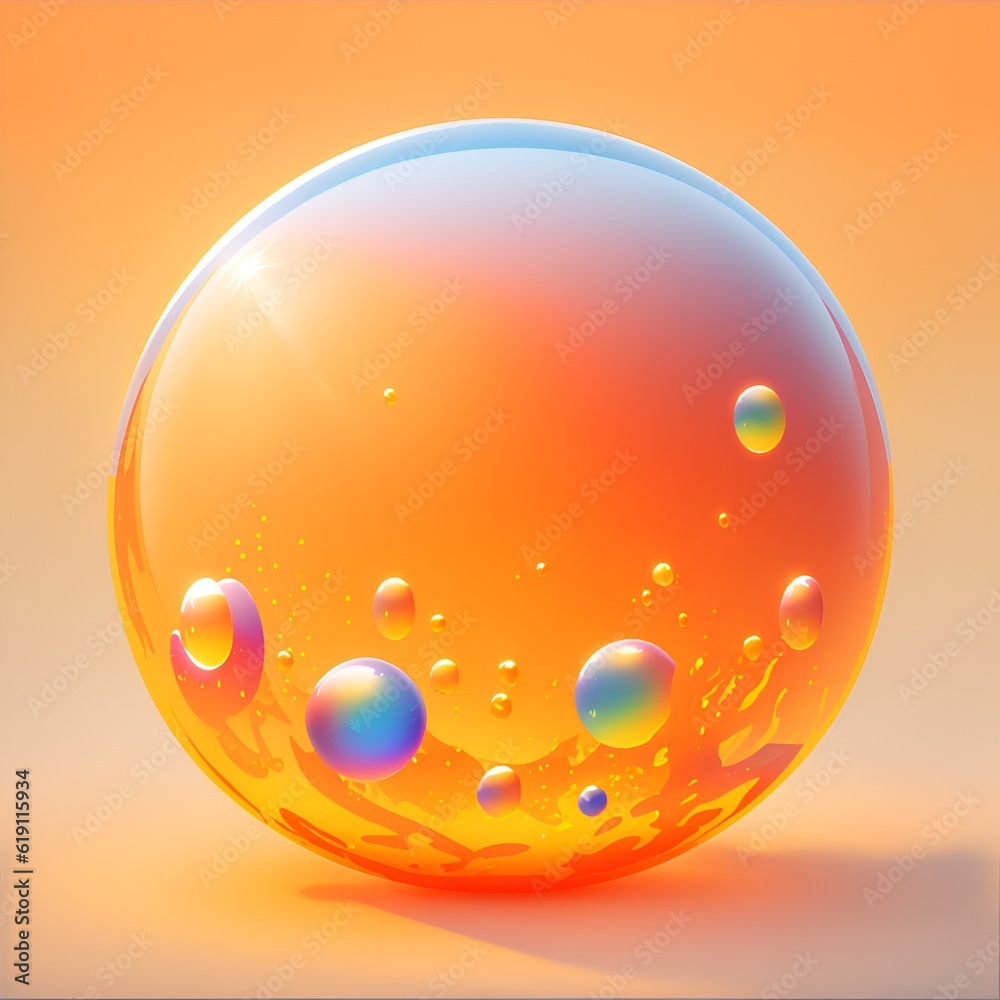 Photo of a cluster of soap bubbles floating on a vibrant yellow background