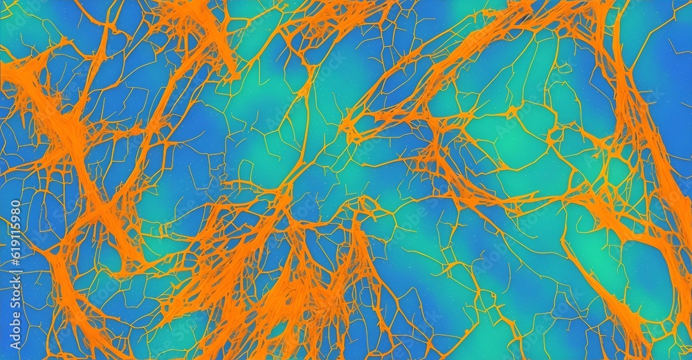 Photo of a vibrant blue and orange background