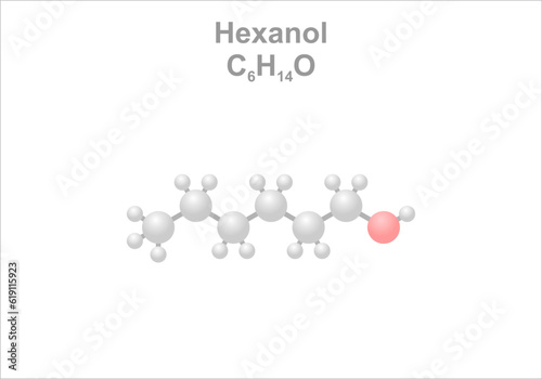 Simplified scheme of the hexanol molecule. Odor is described as pleasant and sweet. 