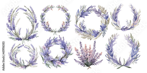 watercolor Lavender Wreath clipart for graphic resources